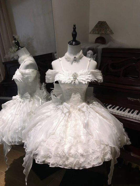 Pretty Ball Gown White Satin Short Formal 8th Grade Homecoming Dresses Summer Middle School Hoco Dress 6th Grade Graduation Outfits DH443