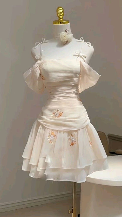 Pretty A Line Off The Shoulder Chiffon Short Formal 8th Grade Homecoming Dresses Summer Middle School Hoco Dress 6th Grade Graduation Outfits 21st Birthday Dress DH505