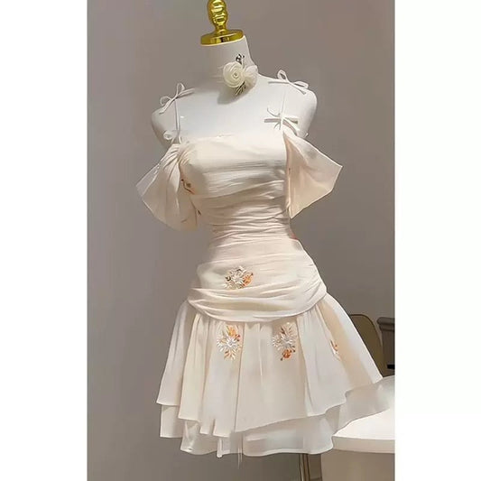 Pretty A Line Off The Shoulder Chiffon Short Formal 8th Grade Homecoming Dresses Summer Middle School Hoco Dress 6th Grade Graduation Outfits 21st Birthday Dress DH505