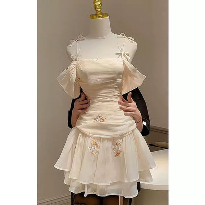 Pretty A Line Off The Shoulder Chiffon Short Formal 8th Grade Homecoming Dresses Summer Middle School Hoco Dress 6th Grade Graduation Outfits 21st Birthday Dress DH505