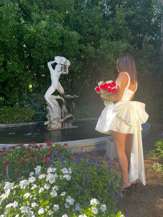 Pretty Ball Gown Spaghetti Straps White Sleeveless Short Formal 8th Grade Homecoming Dresses Summer Middle School Hoco Dress Homecoming Outfits DH509