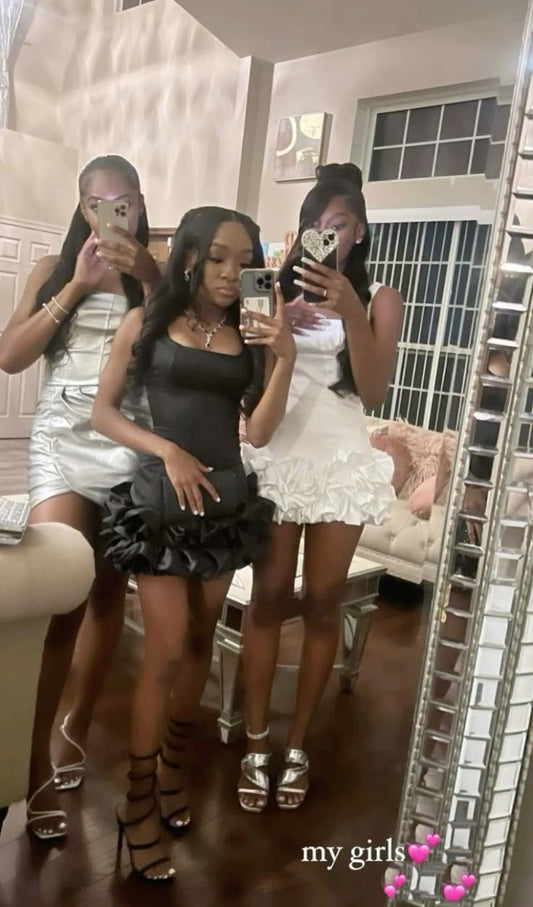 Cute Sheath Square Neck Sleeveless White Short Formal 8th Grade Homecoming Dresses Summer Middle School Hoco Dress Homecoming Outfits DH521