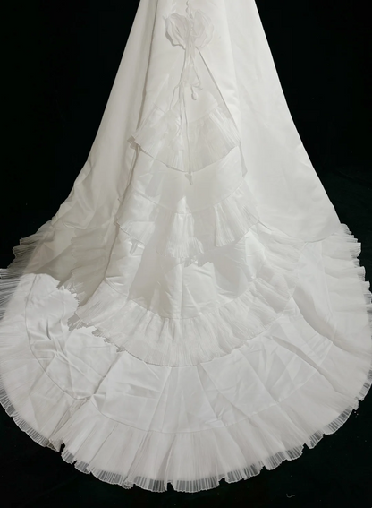 Vestido de novia vintage de los años 50 y 40, con escote cuadrado y encaje, blanco, largo, DH528