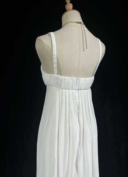 Vestido de novia vintage de los años 50 y 40, corte A, escote cuadrado, gasa blanca, largo, DH529
