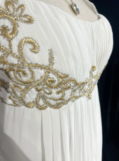 Vestido de novia vintage de los años 50 y 40, corte A, escote cuadrado, gasa blanca, largo, DH529