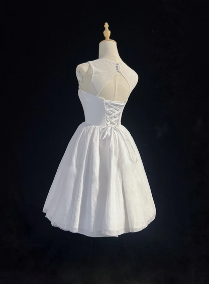 Cute Ball Gown Scoop White Tulle Short Mini Formal 8th Grade Homecoming Dresses Summer Middle School Hoco Dress Homecoming Outfits DH542