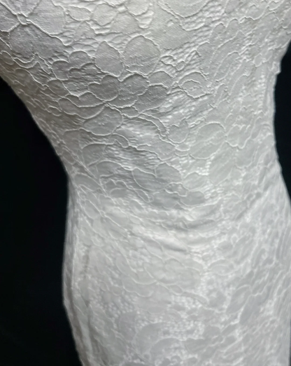 Vestido de novia vintage de los años 50 y 40, corte sirena, sin tirantes, encaje, blanco, largo, DH543