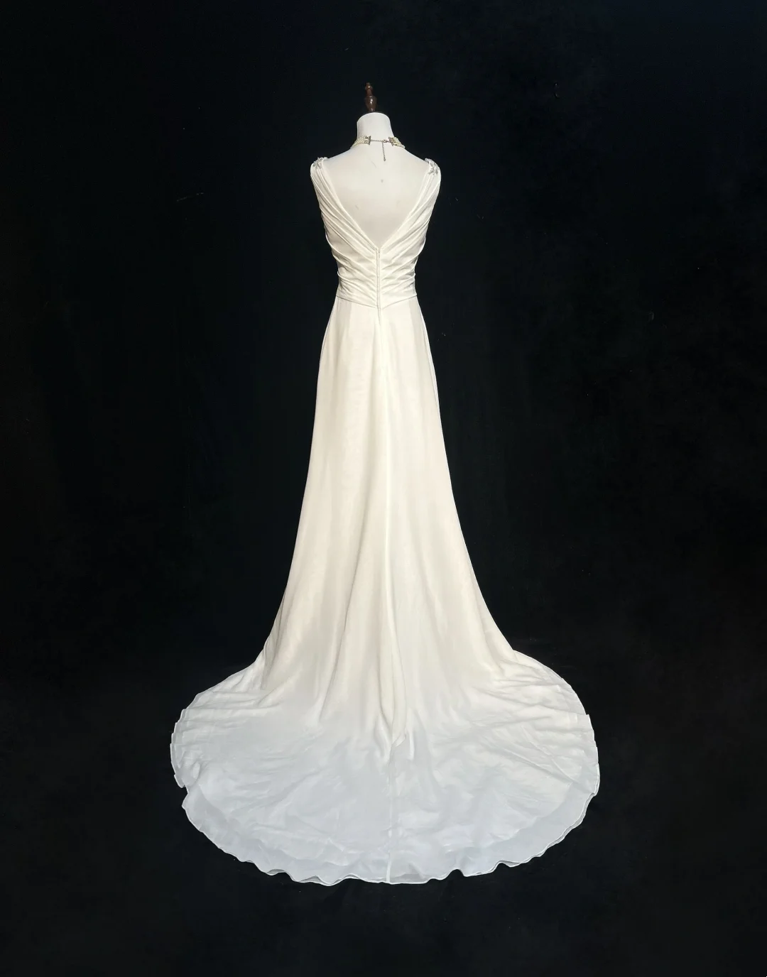Vestido de novia vintage de los años 50 y 40, corte A, escote en V, gasa blanca, largo, DH546