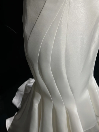 Vestido de novia vintage de los años 50 y 40, corte sirena, escote corazón, satén blanco, largo, DH549