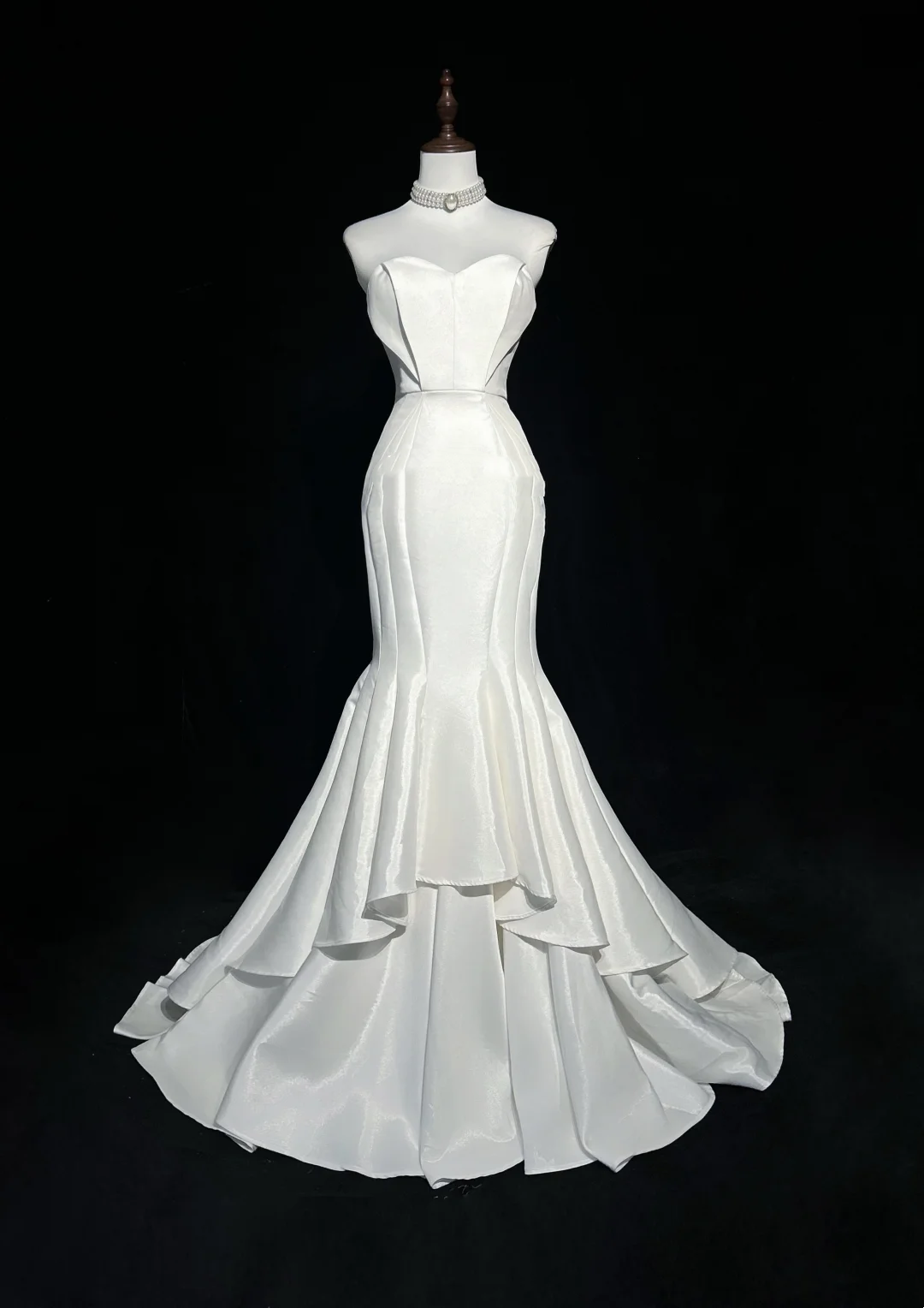 Vestido de novia vintage de los años 50 y 40, corte sirena, escote corazón, satén blanco, largo, DH549