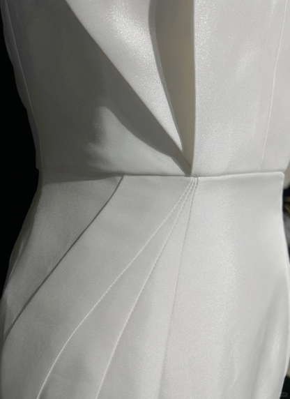 Vestido de novia vintage de los años 50 y 40, corte sirena, escote corazón, satén blanco, largo, DH549