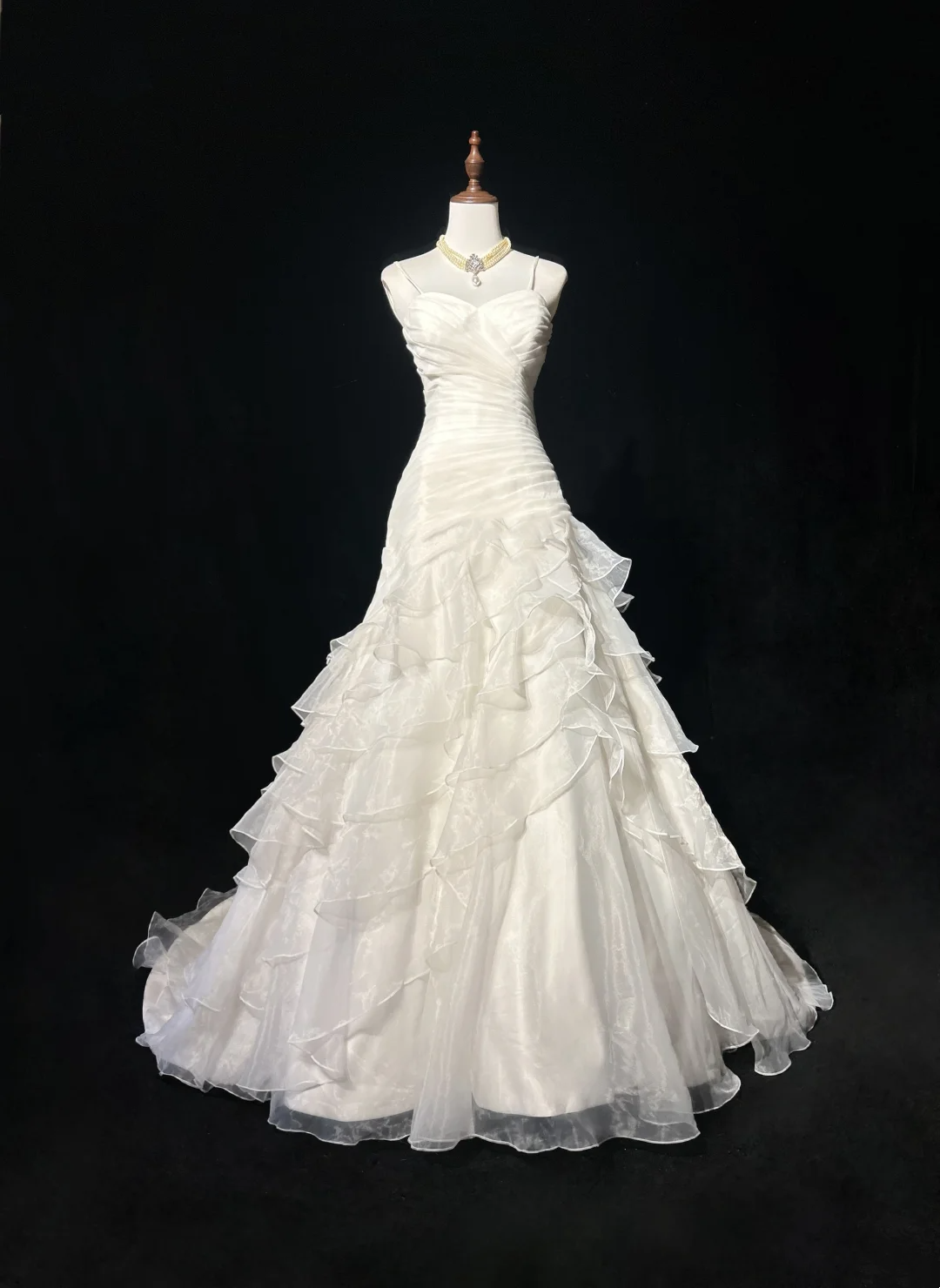 Vestido de novia retro de los años 50 y 40, con tirantes finos, blanco, largo, DH555