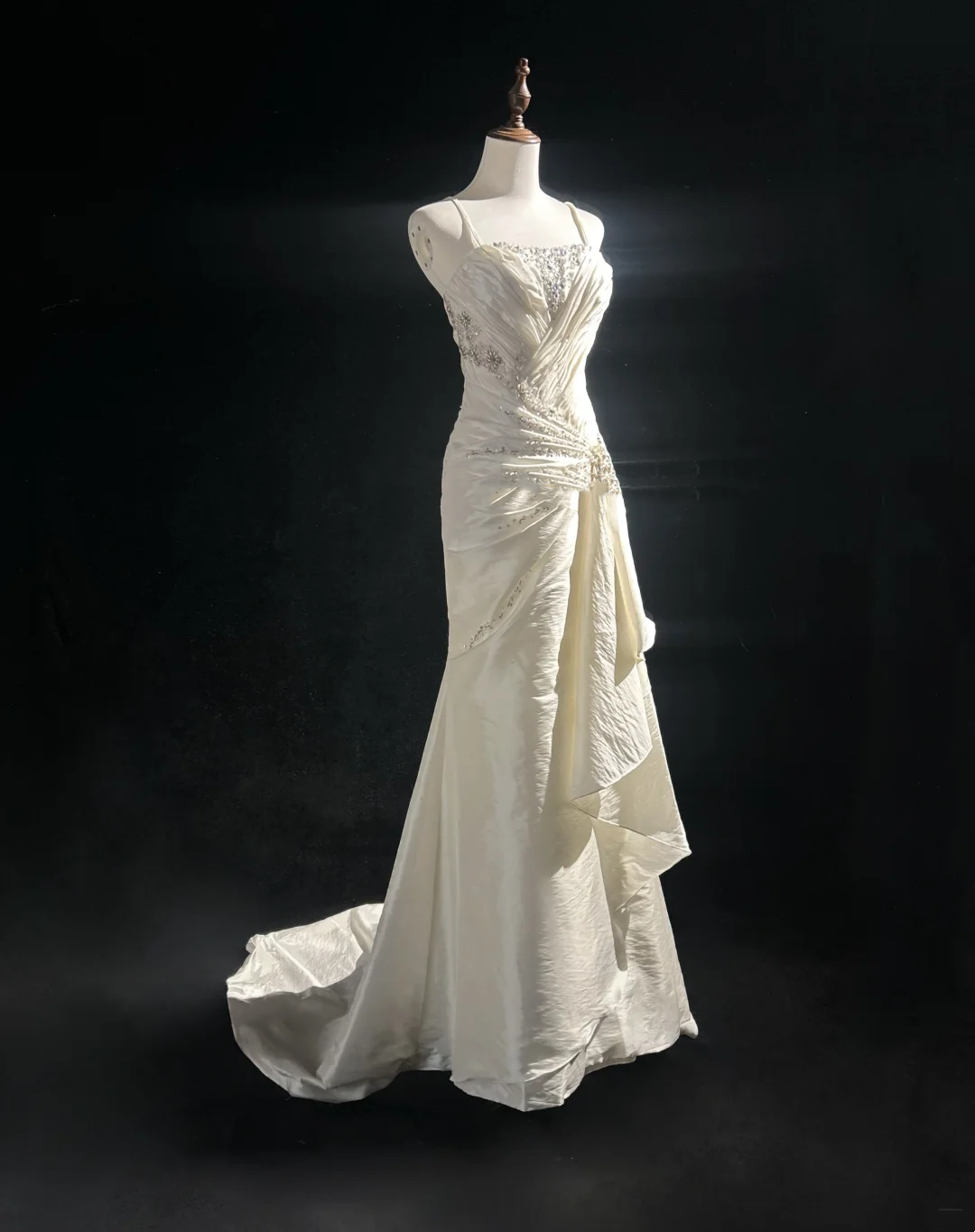 Vestido de novia retro de los años 50 y 40, estilo sirena, con tirantes finos, largo, DH556