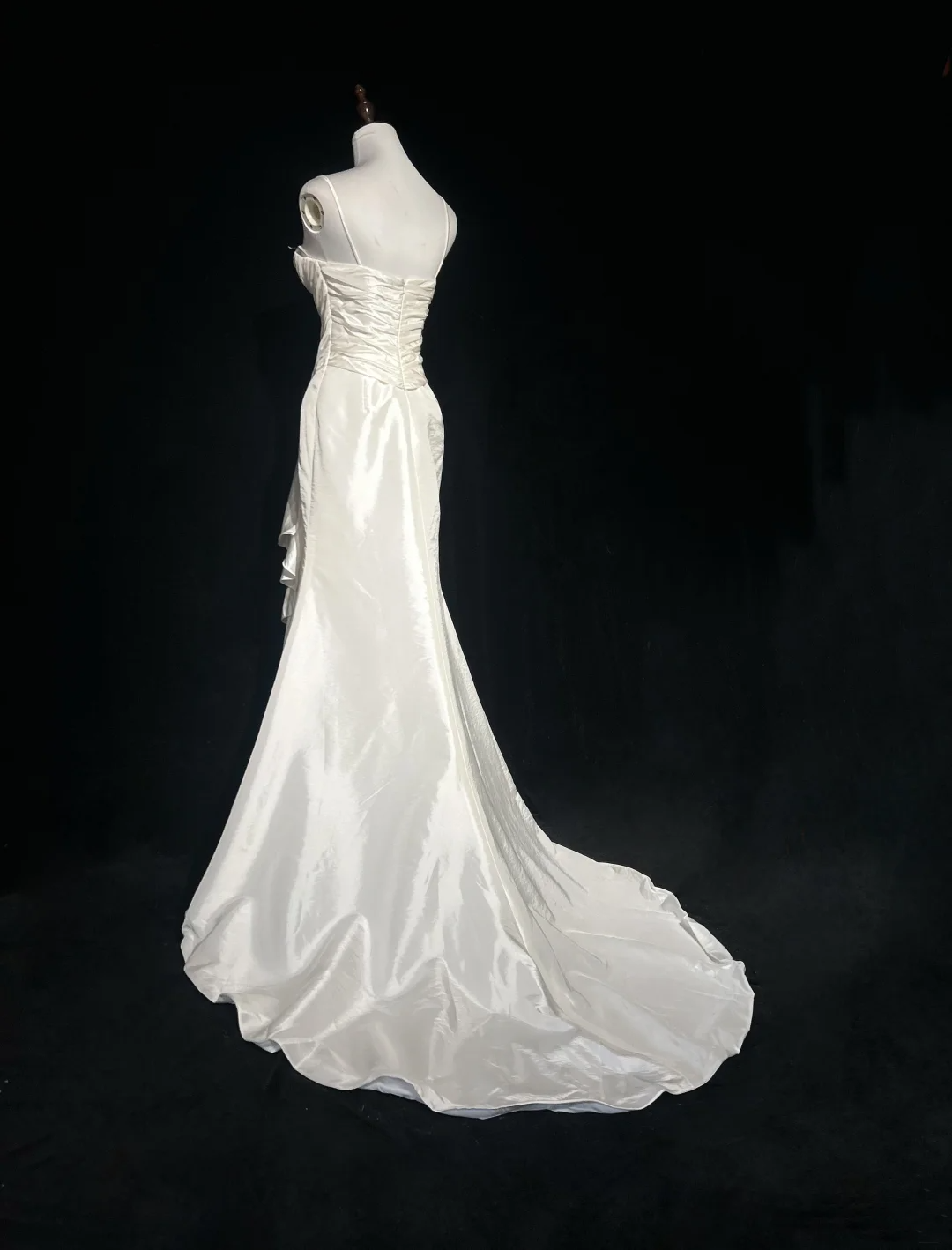 Vestido de novia retro de los años 50 y 40, estilo sirena, con tirantes finos, largo, DH556