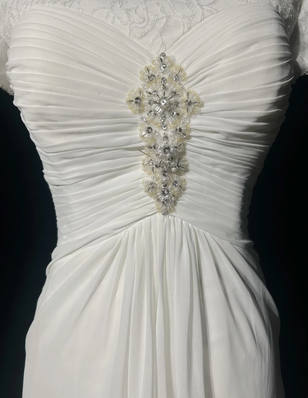 Vestido de novia vintage de los años 70, corte A, escote redondo, gasa blanca, largo, elegante, DH559