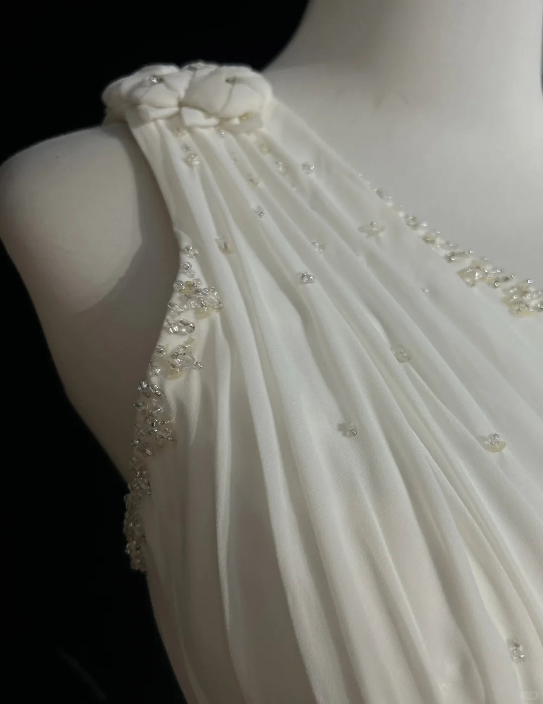 Vestido de novia retro de los años 50 y 40, corte A, un hombro, de gasa blanca, largo, DH560