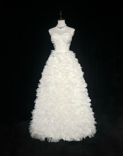 Vestido de novia vintage de los años 70, vestido de fiesta con tirantes finos de tul blanco, vestidos de novia largos, vestidos de novia elegantes, vestido de novia DH565