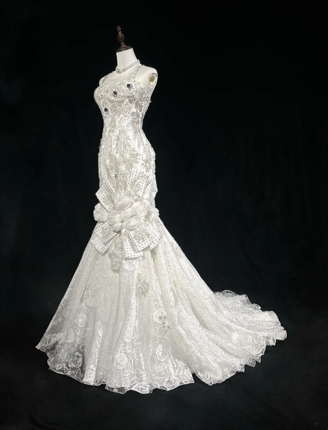 Vestido de novia retro de los años 50 y 40, estilo sirena, tirantes finos, tul, largo, elegante, DH566