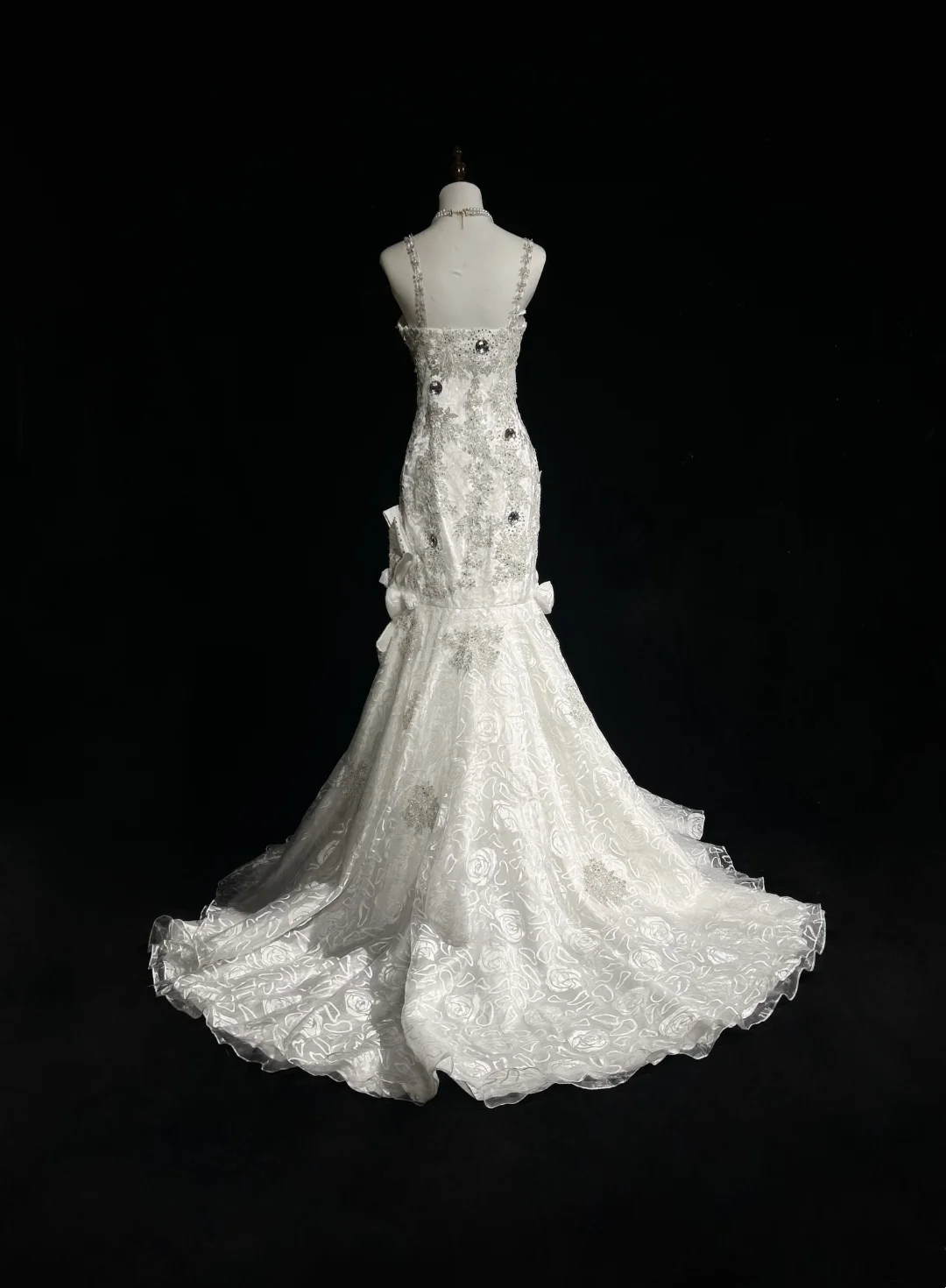 Vestido de novia retro de los años 50 y 40, estilo sirena, tirantes finos, tul, largo, elegante, DH566