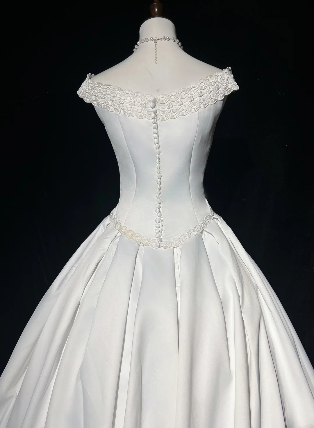 Vestido de novia vintage de los años 70, vestido de fiesta con hombros descubiertos, satén blanco, largo, elegante, DH570