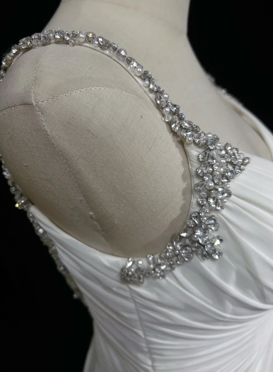 Vestido de novia retro de los años 50 y 40, corte A, tirantes finos, gasa blanca, largo, DH572