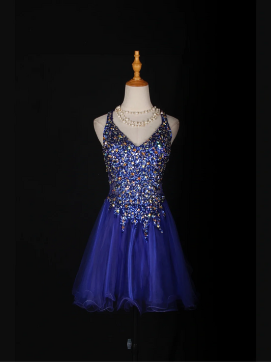 Cute A Line Spaghetti Straps Royal Blue Tulle Formal 8th Grade Homecoming Dresses Summer Middle School Hoco Dress Homecoming Outfits DH581
