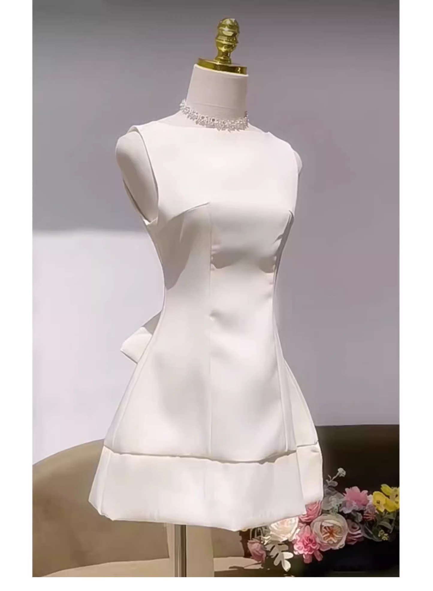 Cute A line Scoop Sleeveless White Short Formal 8th Grade Homecoming Dresses Summer Middle School Hoco Dress Homecoming Outfits DH601
