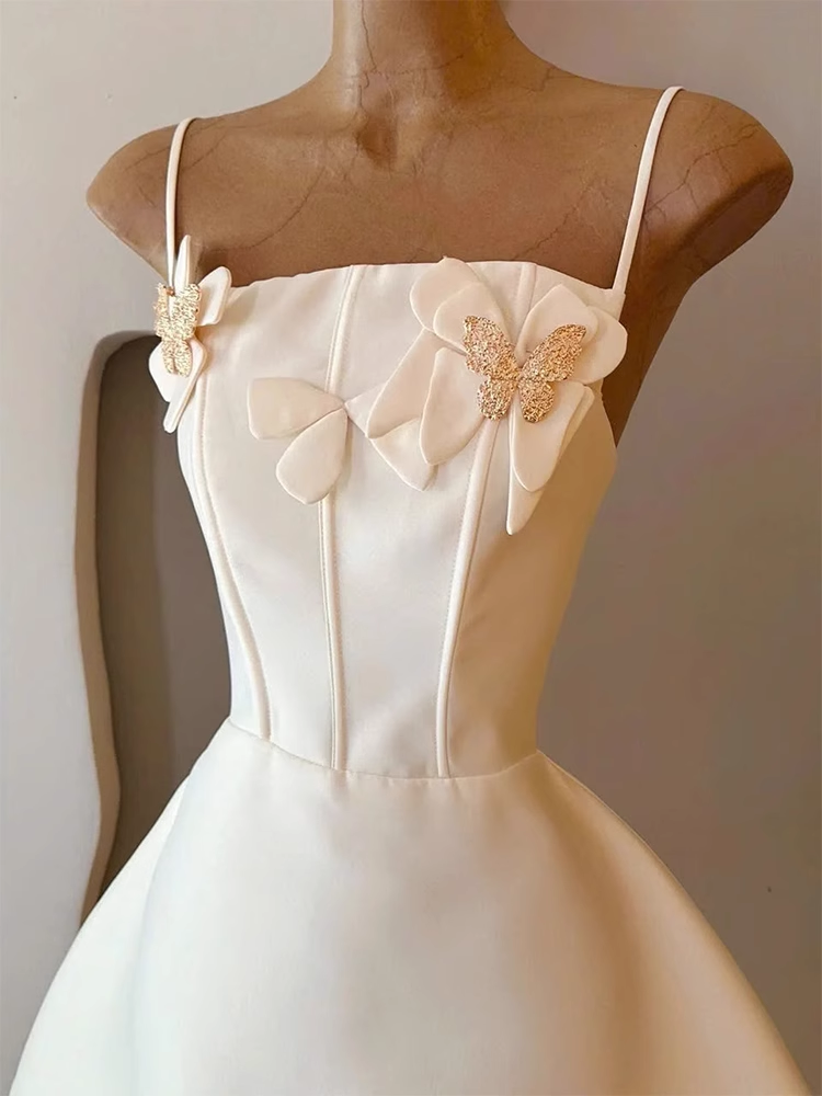 Cute A Line Spaghetti Straps Satin Formal 8th Grade Homecoming Dresses Summer Middle School Hoco Dress Homecoming Outfits DH603