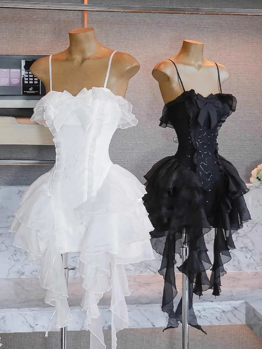 Cute A line Spaghetti Straps White Mini Short Formal 8th Grade Homecoming Dresses Summer Middle School Hoco Dress Homecoming Outfits DH638
