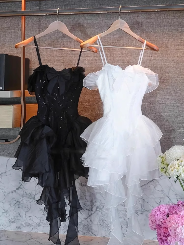 Cute A line Spaghetti Straps White Mini Short Formal 8th Grade Homecoming Dresses Summer Middle School Hoco Dress Homecoming Outfits DH638