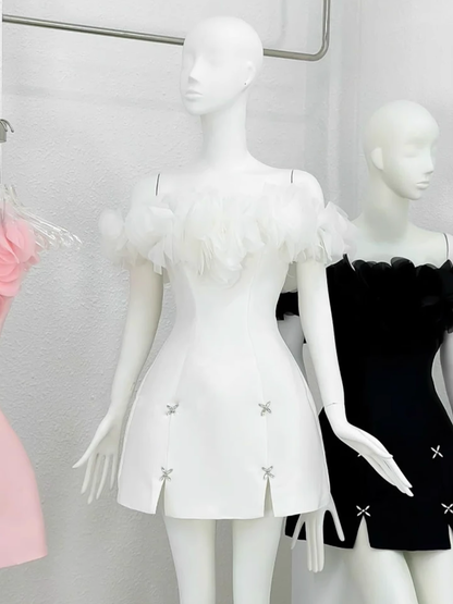 Cute A line Off The Shoulder White Mini Short Formal 8th Grade Homecoming Dresses Summer Middle School Hoco Dress Homecoming Outfits DH642