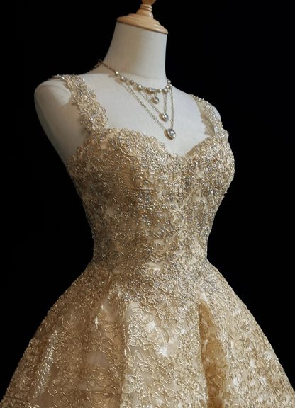 Pretty Ball Gown Sweetheart Gold Lace Short Formal 8th Grade Homecoming Dresses Summer Middle School Hoco Dress Homecoming Outfits DH653