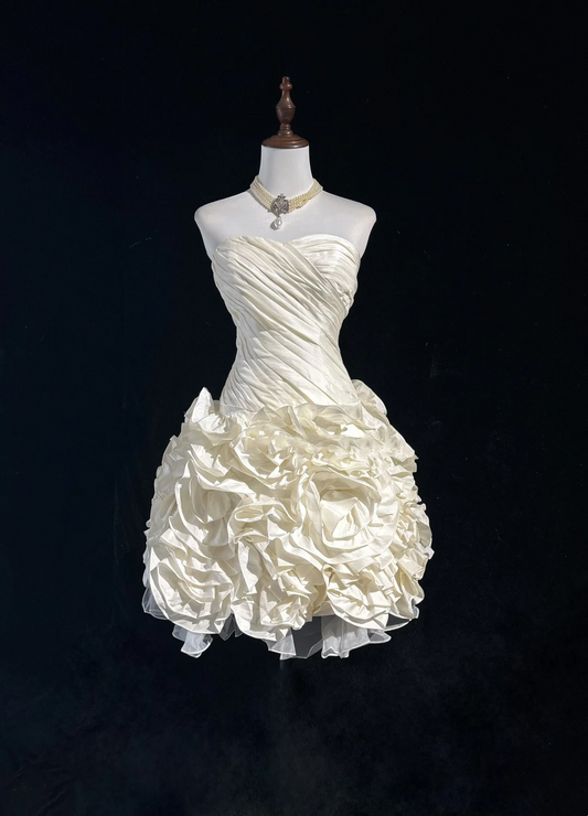 Vestido de fiesta vintage de tafetán blanco con escote corazón, sin mangas, minivestido formal corto para octavo grado, vestido de verano para escuela secundaria, trajes de fiesta DH661