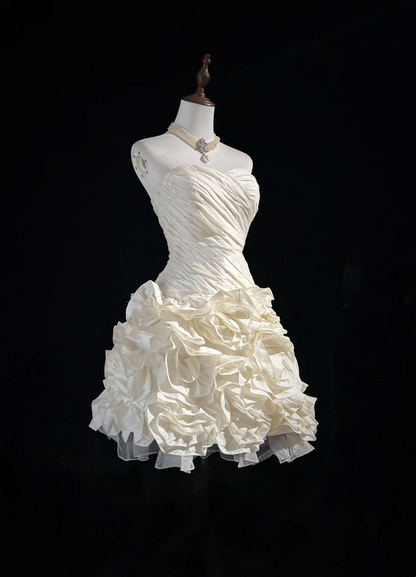 Vintage Ball Gown Sweetheart Taffeta White Sleeveless Mini Short Formal 8th Grade Homecoming Dresses Summer Middle School Hoco Dress Homecoming Outfits DH661
