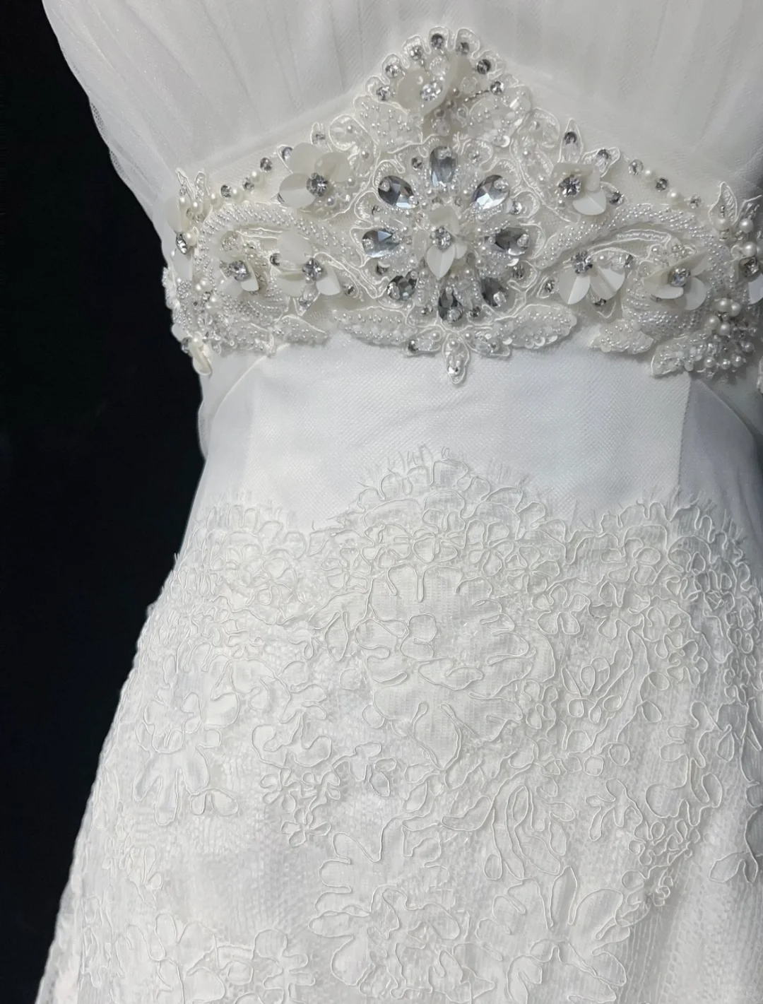 Vestido de novia vintage de los años 60, corte A, sin tirantes, de tul y encaje, largo, blanco, elegante, DH662