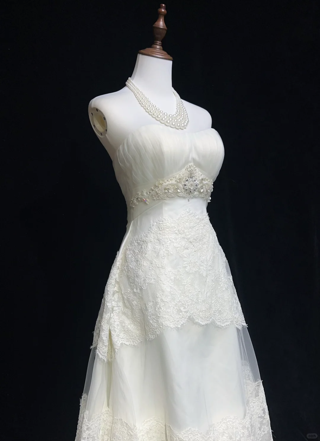 Vestido de novia vintage de los años 60, corte A, sin tirantes, de tul y encaje, largo, blanco, elegante, DH662