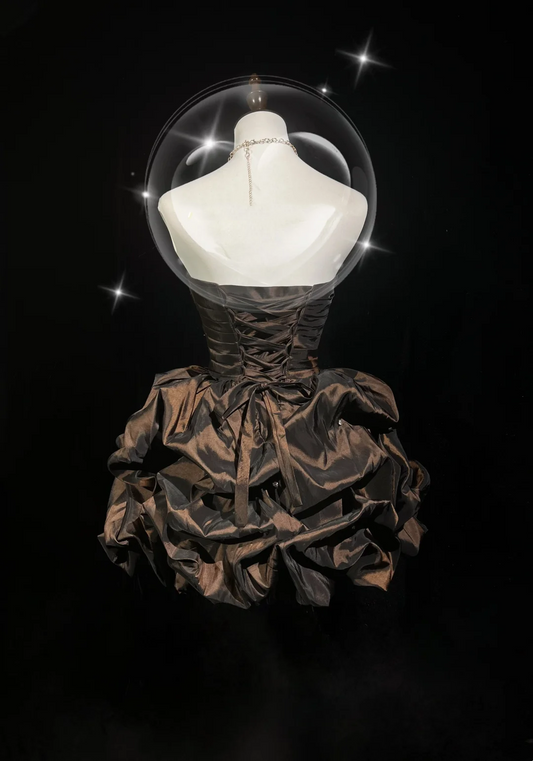 Vestido de fiesta vintage de tafetán marrón con escote corazón, sin mangas, minivestido formal corto para octavo grado, vestido de verano para escuela secundaria, trajes de fiesta DH666