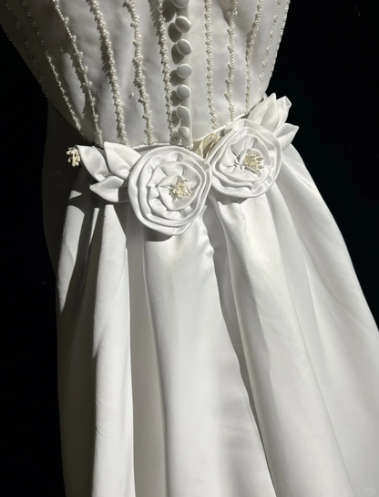 Vestido de novia vintage de los años 60, corte tubo, tirantes finos, satén blanco, largo, para verano y otoño, elegante, DH671