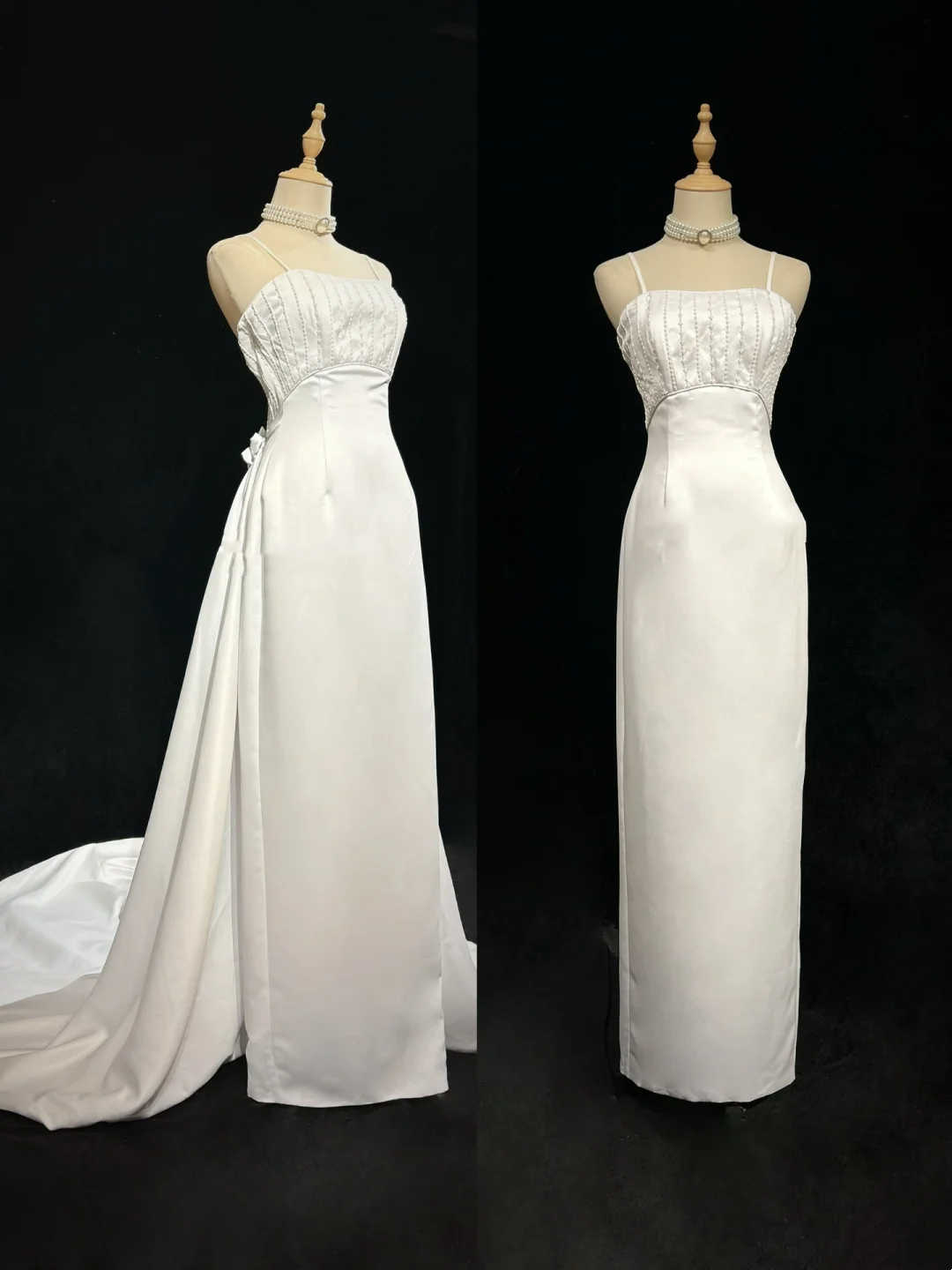 Vestido de novia vintage de los años 60, corte tubo, tirantes finos, satén blanco, largo, para verano y otoño, elegante, DH671