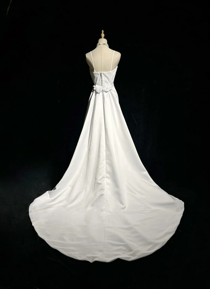 Vestido de novia vintage de los años 60, corte tubo, tirantes finos, satén blanco, largo, para verano y otoño, elegante, DH671