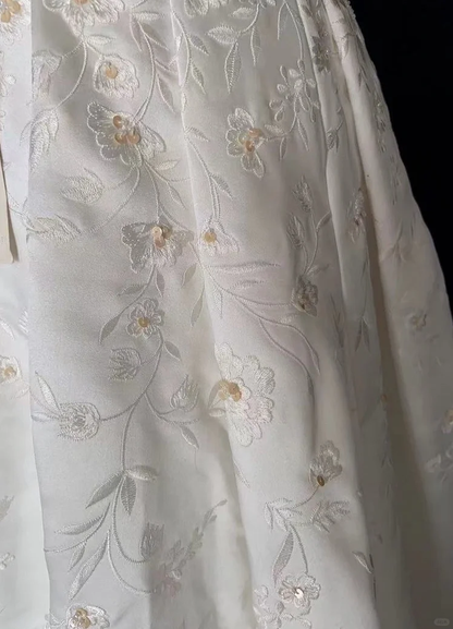 Vestidos de novia vintage de satén blanco, corte en A, largos, años 40 y 50, elegantes, DH674