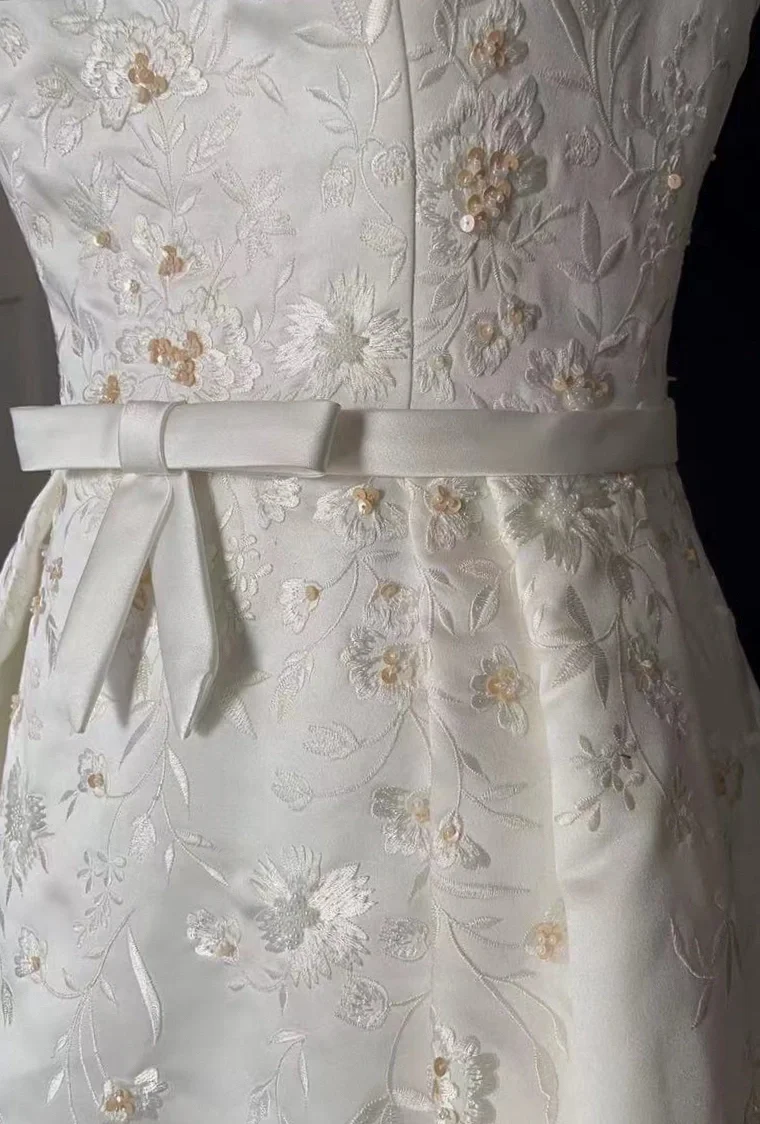 Vestidos de novia vintage de satén blanco, corte en A, largos, años 40 y 50, elegantes, DH674
