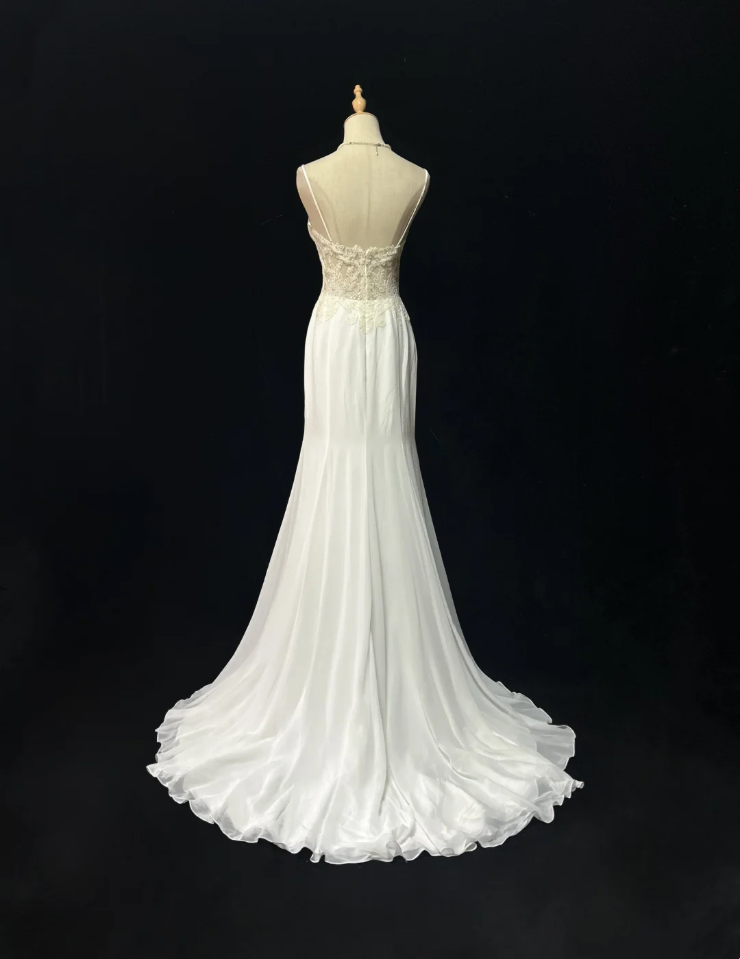 Vestidos de novia elegantes de estilo sirena vintage con tirantes finos y apliques de gasa blanca, años 40 y 50, DH676