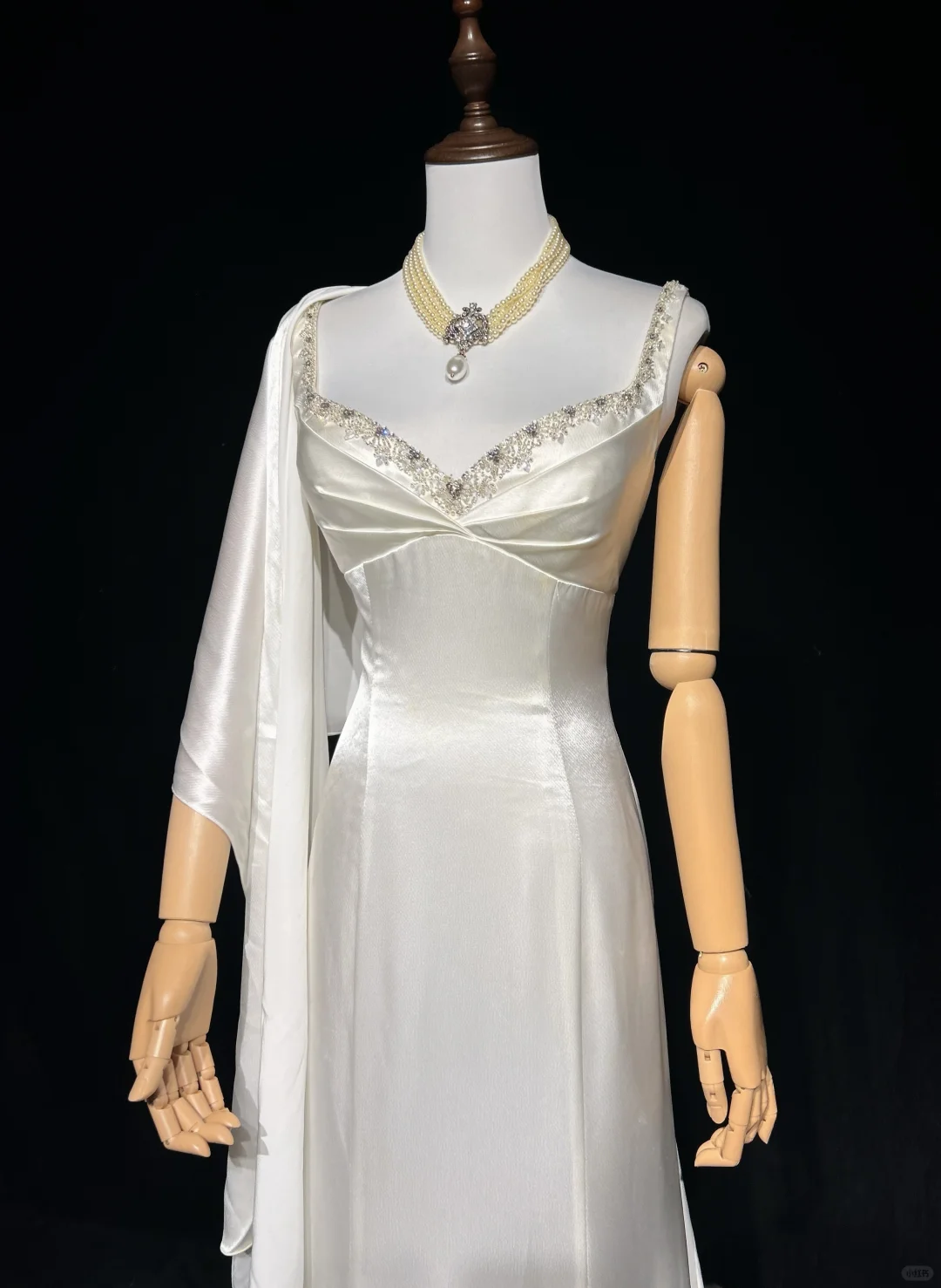 Vestidos de novia vintage de sirena con tirantes finos, satén blanco y cuentas, largos, años 40 y 50, elegantes vestidos de novia DH677