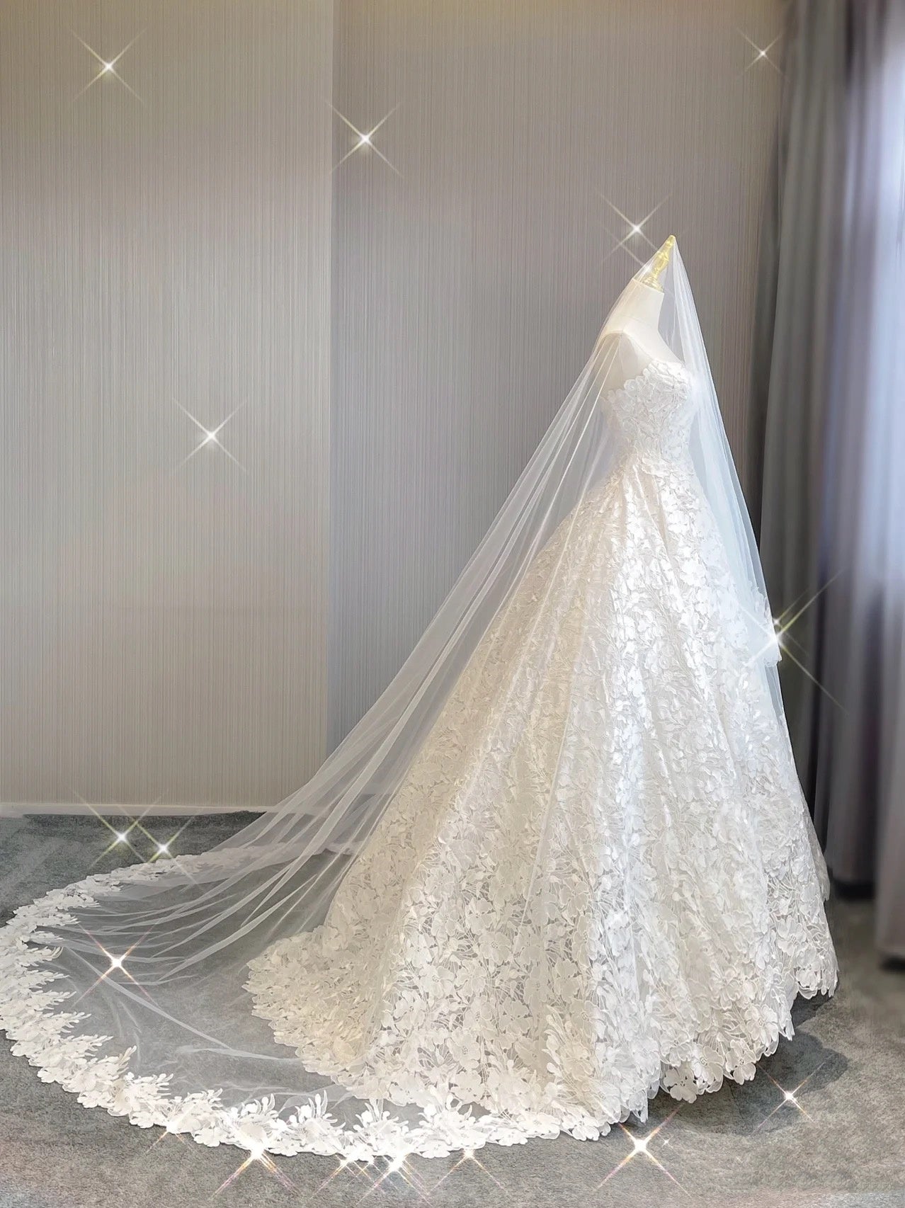 Extravagante vestido de novia largo sin tirantes de encaje blanco, elegante DH680