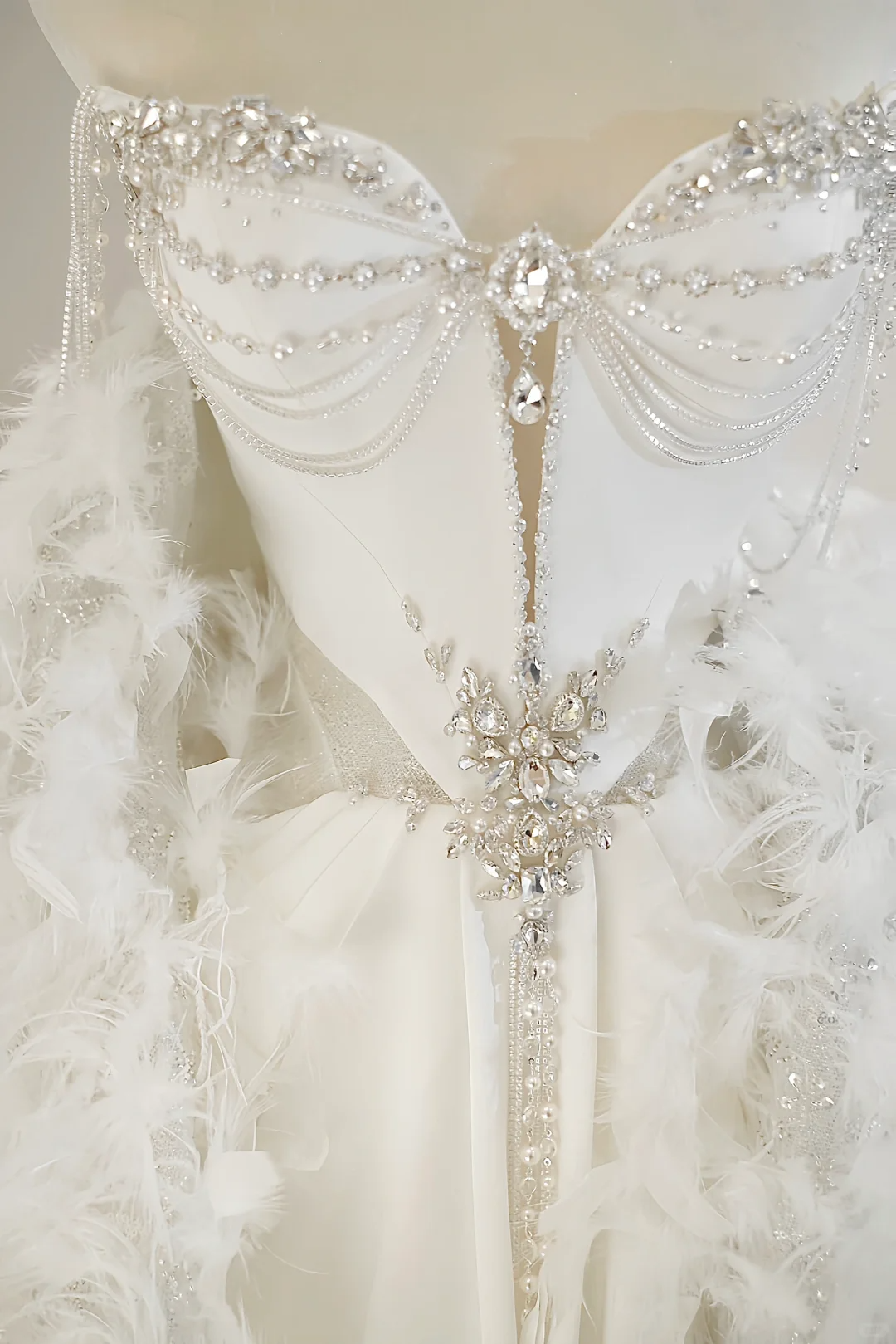 Vestido de novia único, corte A, escote corazón, satén blanco, largo, con cuentas plateadas, elegante, DH738
