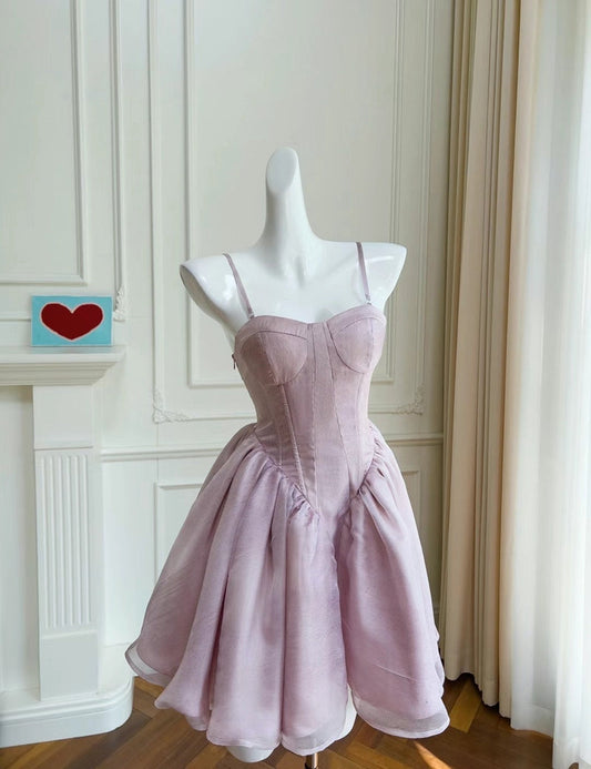 Vestidos cortos elegantes de Hoco, corte A, tirantes, color lila, minivestido azul, vestidos formales para el regreso a casa de octavo grado, trajes de verano para la escuela secundaria DH73