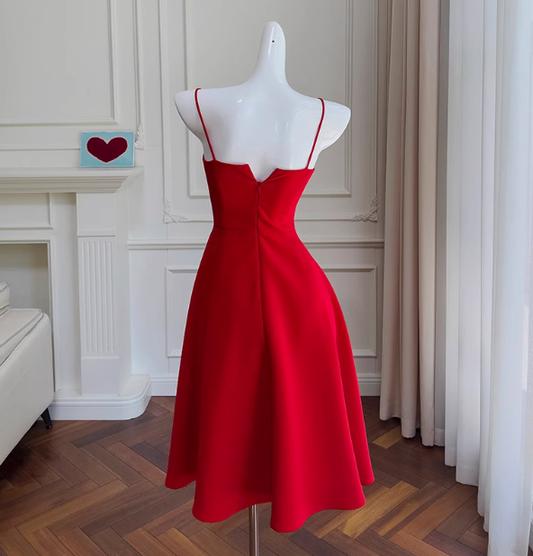 Vestidos cortos elegantes de Hoco, corte A, tirantes finos, rojos, para el regreso a casa de octavo grado, trajes de verano para la escuela secundaria DH75