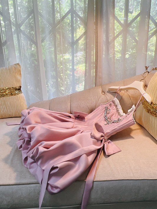 Vestidos cortos elegantes de Hoco, vestido de fiesta con tirantes finos, rosa, vestidos formales de regreso a casa para octavo grado, trajes de regreso a casa de verano para escuela secundaria DH78