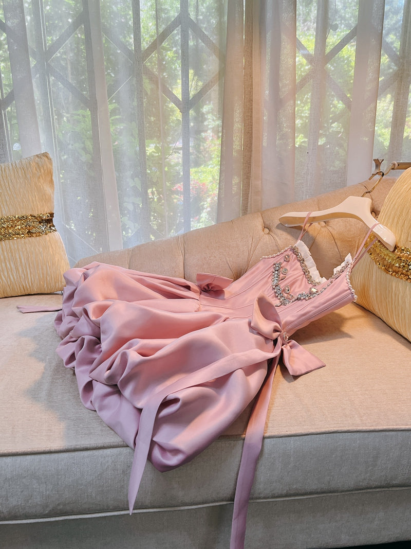 Vestidos cortos elegantes de Hoco, vestido de fiesta con tirantes finos, rosa, vestidos formales de regreso a casa para octavo grado, trajes de regreso a casa de verano para escuela secundaria DH78